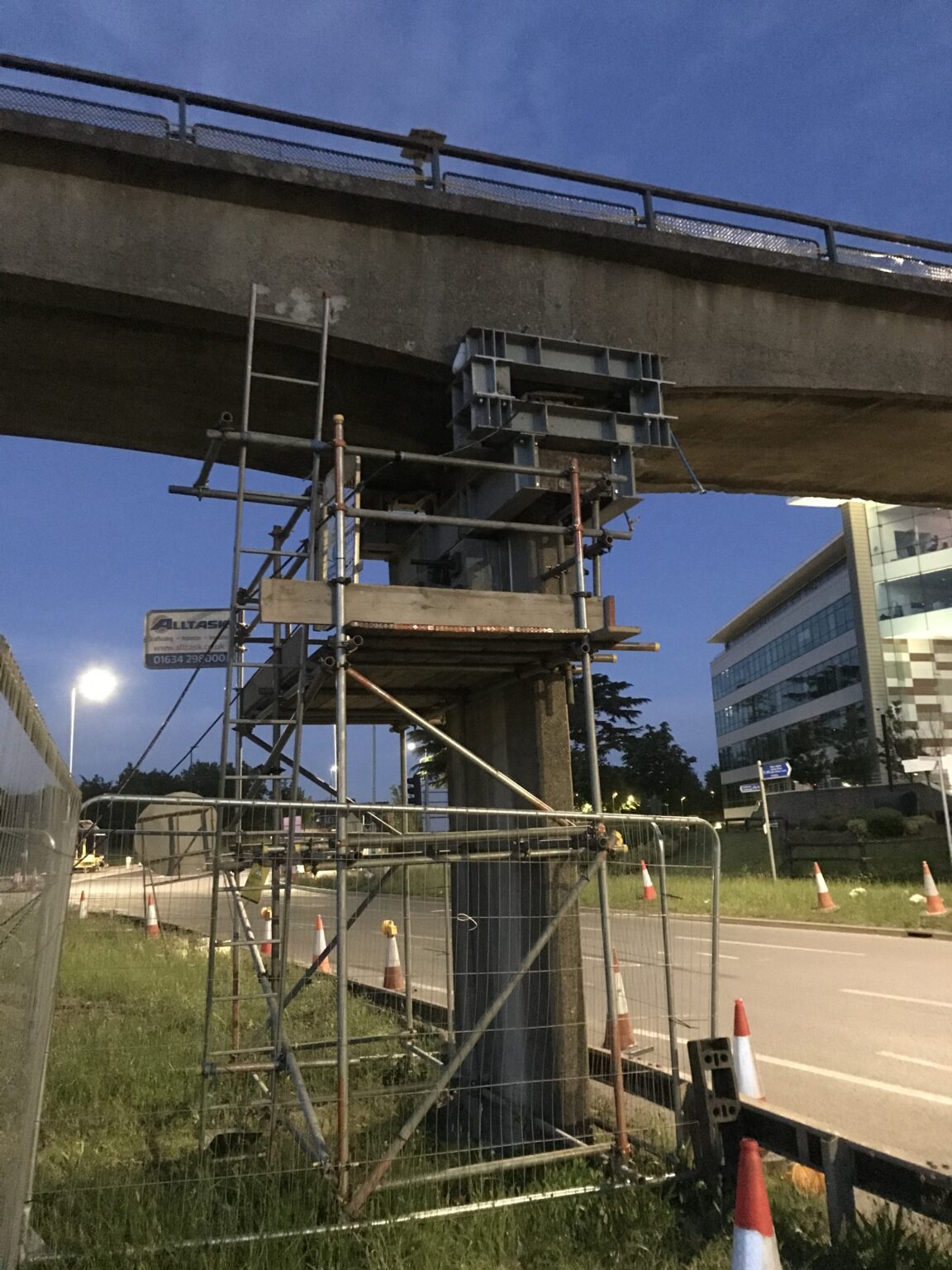 Bearing replacement works on Langley Footbridge